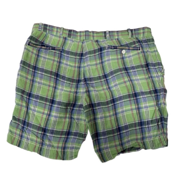 Polo by Ralph Lauren 100% Linen Skater Golf Shorts Green Plaid Plus Size M42 - Picture 2 of 15